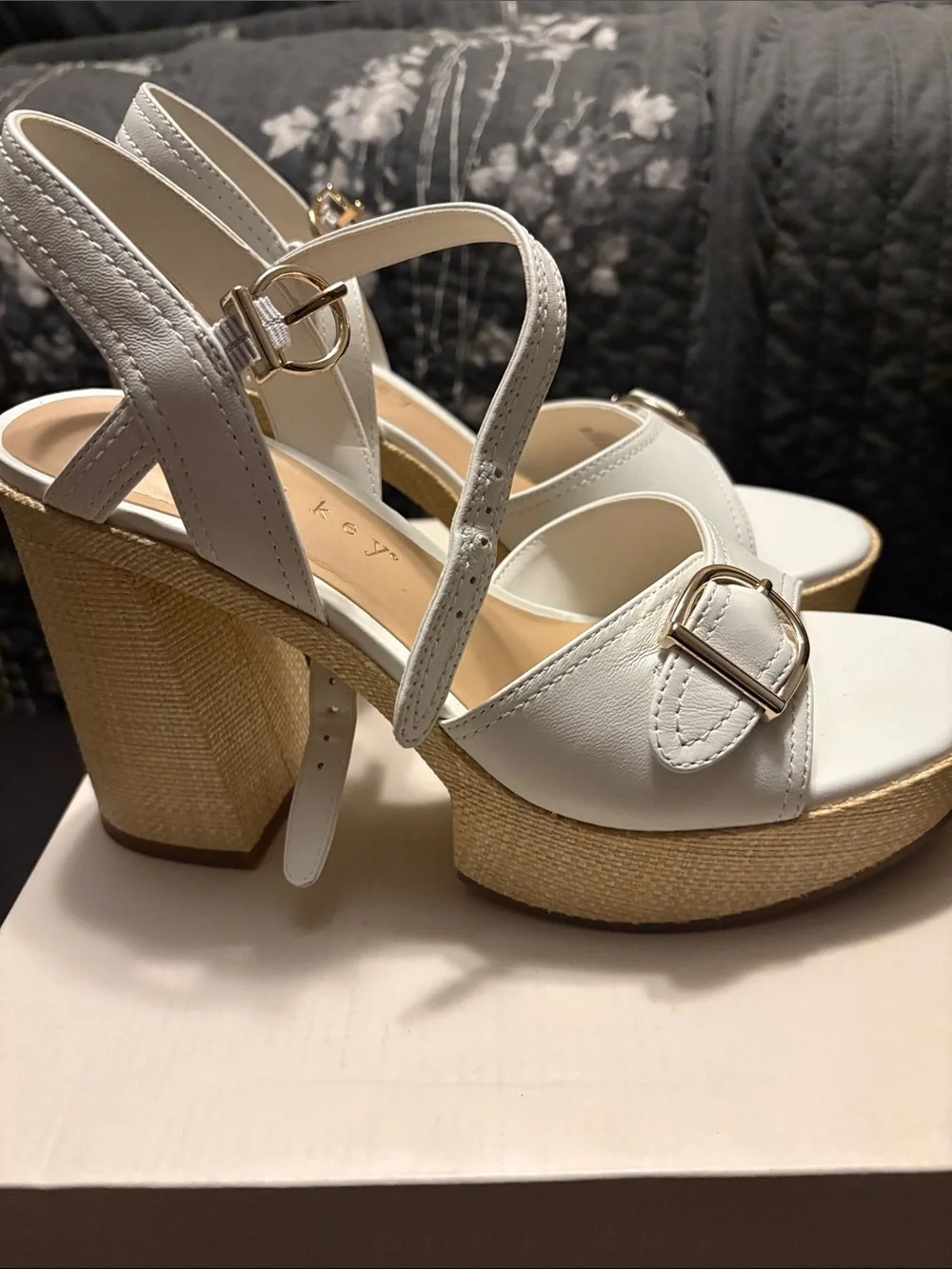 Copper Key White Platform Wedge Sandals Size 9. Worn Once Runs a Little Big